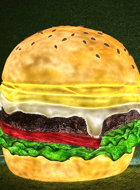 网红汉堡创意装饰发光模型雕塑