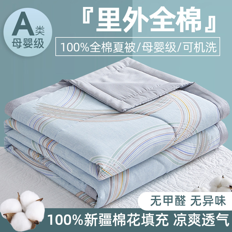 A类新疆纯棉花夏凉被纯棉全棉空调被夏被夏季天薄被子被芯可机洗