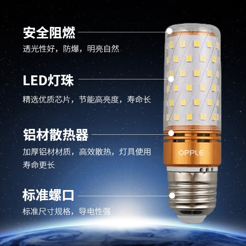 欧普led灯泡e14e27大小螺口灯泡家用节能超亮led玉米灯泡三色变光 - 图0