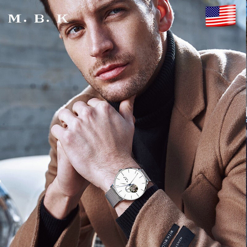 欧美进口mbk男士全自动防水机械表 burei国产腕表