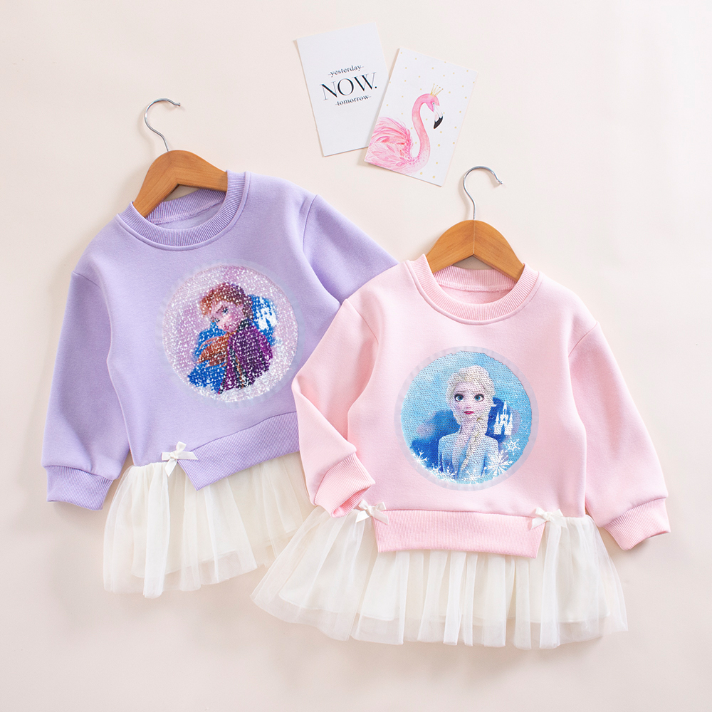 女童亮片变色衣服加绒秋冬安娜连衣裙洋气儿童爱莎公主裙子2025新 - 图1