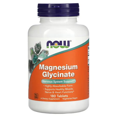 美国正品NOW诺奥甘氨酸镁magnesium glycinate180片矿物质补充 - 图0