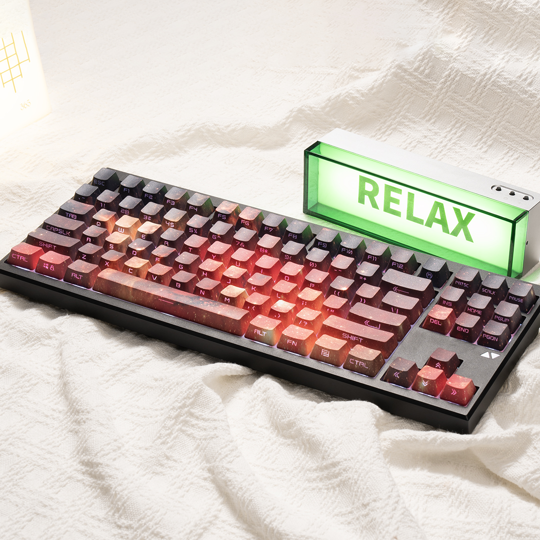 JKDK赤焰星云 原创设计侧刻透光PBT客制化68 75 84 机械键盘键帽 - 图3