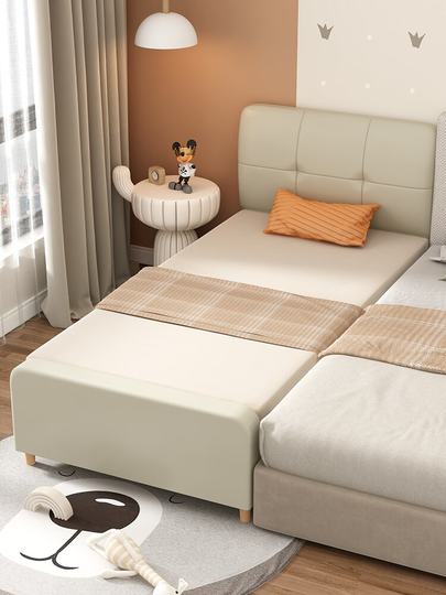 Children's bed anti-collision solid wood simple no-wash splicing soft bag