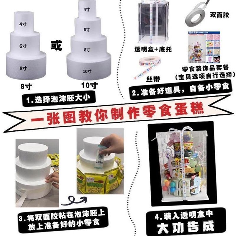 小红书同款生日道具仪式感零食蛋糕diy材料插件儿童模型泡沫摆件,淘宝优惠券,粉丝福利购,淘宝优惠卷