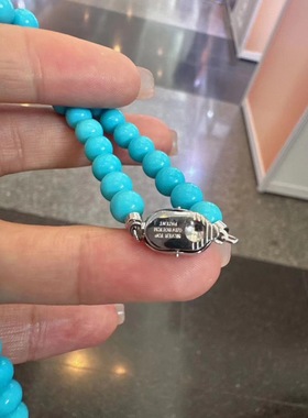 日本珠宝展~美国亚利桑那州绿松石正圆6.0-7.5mm睡美人美松项链