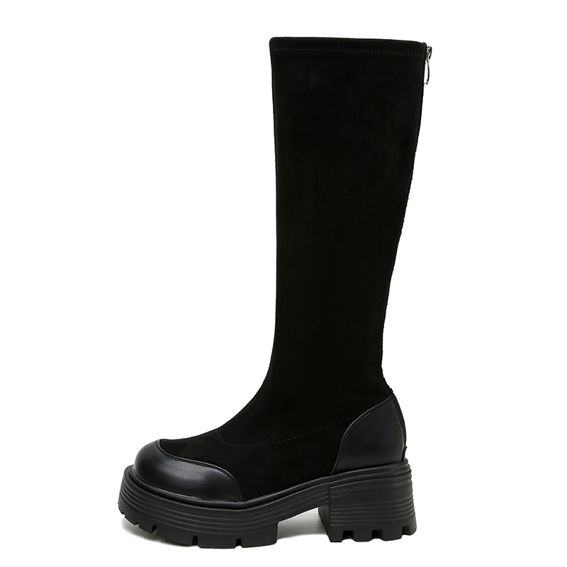 厚底粗跟长筒靴女2023年新款瘦瘦靴马丁靴加宽加肥大码女靴41-43,淘宝优惠券,粉丝福利购,淘宝优惠卷