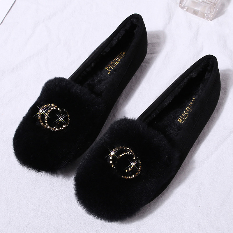 毛毛鞋女秋冬外穿一脚蹬棉瓢加绒保暖豆豆鞋女大码女鞋41-43宽肥,淘宝优惠券,粉丝福利购,淘宝优惠卷