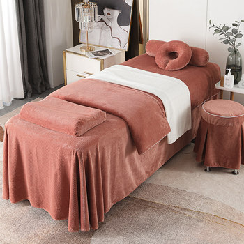 ຜ້າປູບ່ອນນອນຮ້ານເສີມສວຍໃໝ່ 4 ຊິ້ນຊຸດນົມ velvet Coral bedspread three high-end crystal velvet Japanese light luxury special