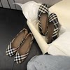 July Home Girl's Same Style Checked Single Shoes Women's Flat 2026 New Shallow Mouth Granny Shoes One-Piece Ballet Shoes