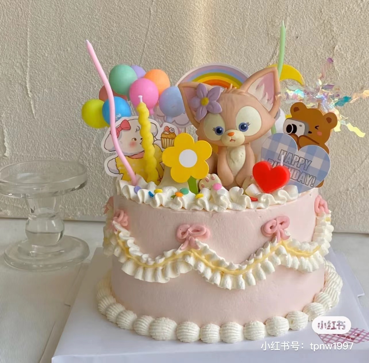 玲娜贝尔蛋糕装饰摆件粉色小狐狸川沙妲己女孩生日派对装扮插件 - 图2