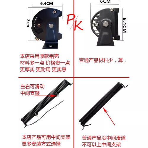 汽车长条灯12v24伏led灯强超亮货车越野车中网杠灯车顶远近光射灯 - 图0