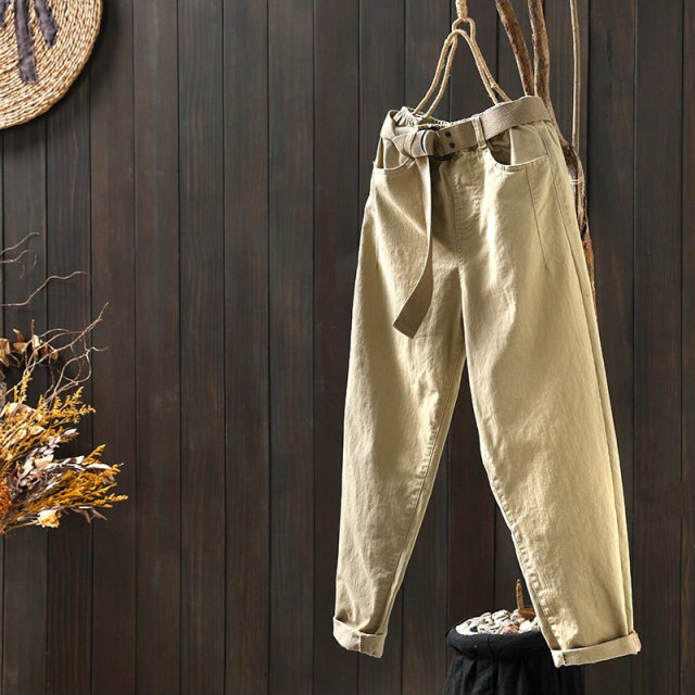 ໂສ້ງຂາຍາວແອວສູງ Elastic waist versatile
