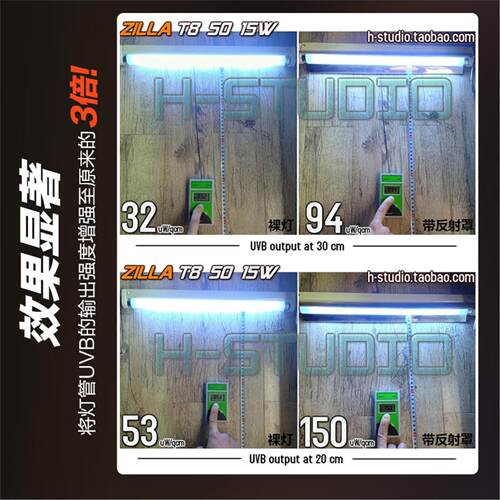 ZILLA  UVB灯管铝反光板 高UV反光罩 爬虫宠陆龟箱补光镜t8 - 图2