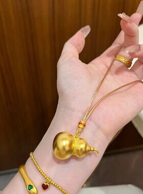古法金色福禄葫芦中式挂绳毛衣链