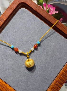 手工编织胖坨坨项链福气满满锁骨链百搭显白小胖福吊坠绳送女友