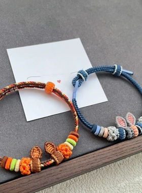 疯狂动物城狐尼克兔朱迪同款配色手绳情侣闺蜜八股桃花兔耳朵手绳