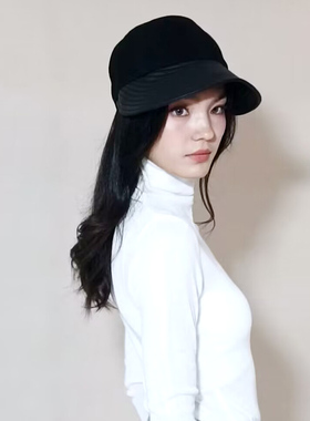 羊皮渔夫帽女秋冬平檐遮阳帽
