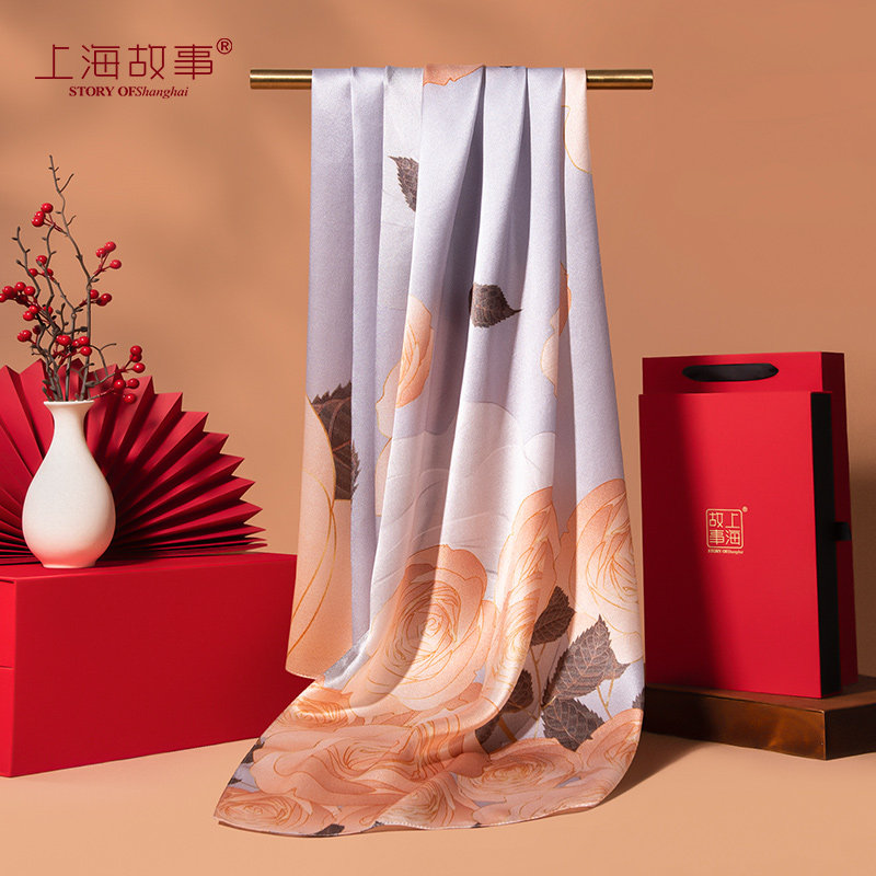 母亲节礼物实用送给妈妈婆婆丈母娘的国风桑蚕丝高档丝巾生日礼盒