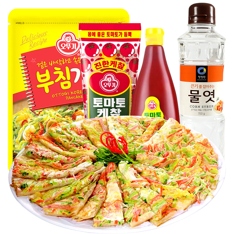 韩国不倒翁煎饼粉泡菜土豆海鲜煎饼粉番茄酱糖稀韩餐料理食材组合 - 图3