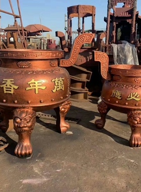 寺庙大型铸铁圆形祠堂景区香炉