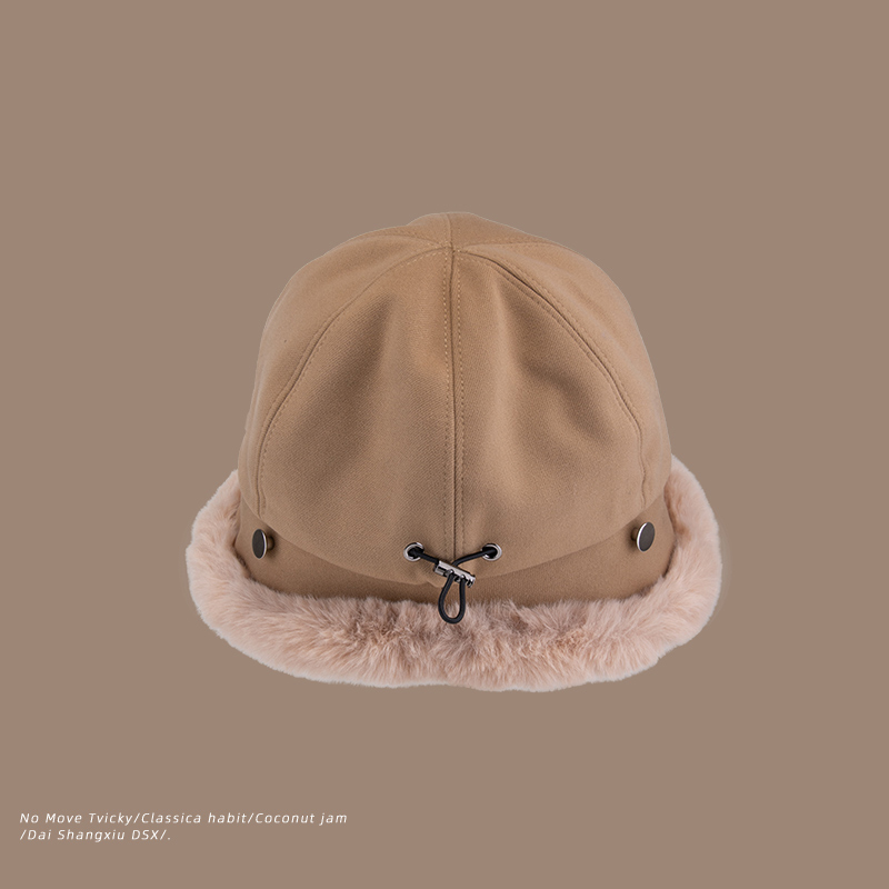 显脸小大头围帽子女冬季可挂口罩帽加绒八角帽保暖百搭毛绒渔夫帽