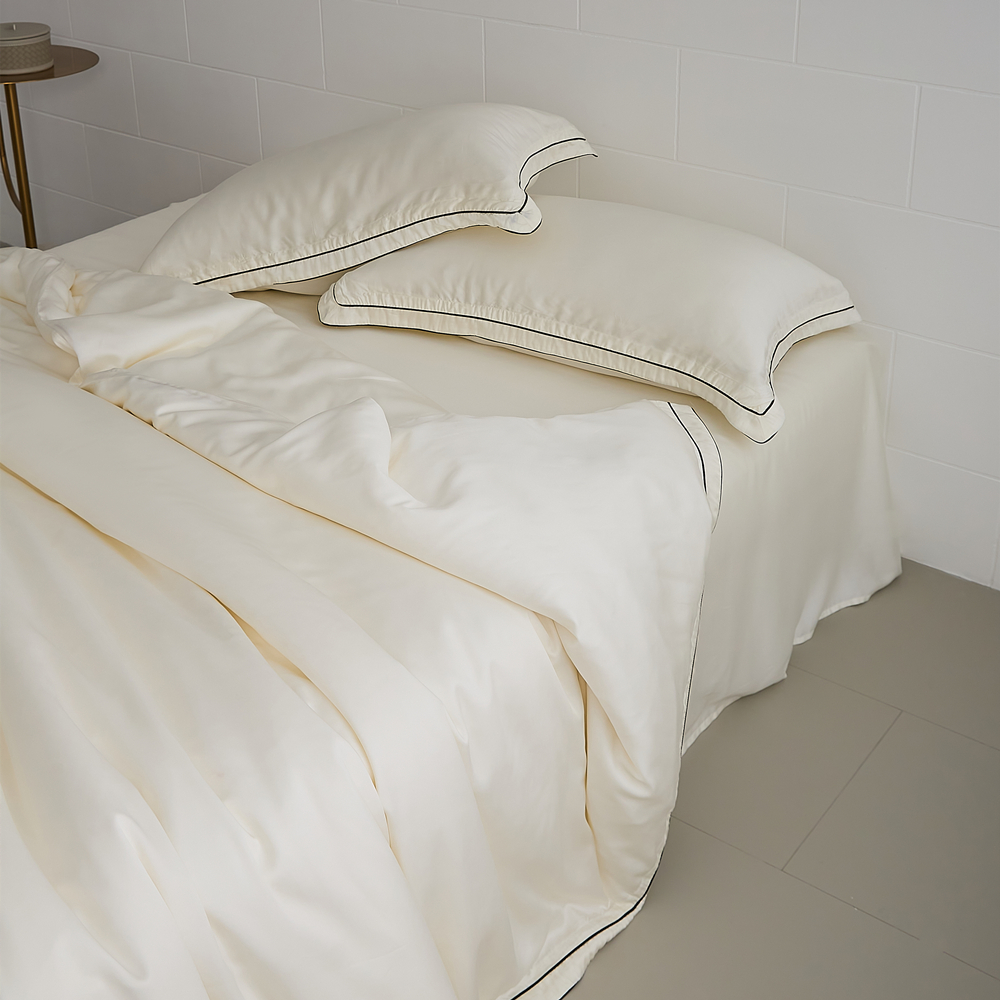 干净的珍珠白 100支长绒棉四件套全棉床单被套高档轻奢1.5/1.8m床 - 图0
