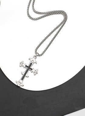 钛钢吊坠菱形项链十字架吊坠项饰