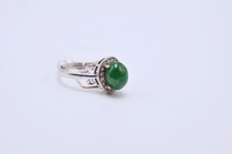 Natural Jade Henan Nanyang Unique Mountain Jade Sky Blue Egg Noodles Pure Silver Inlaid Ring 3 #