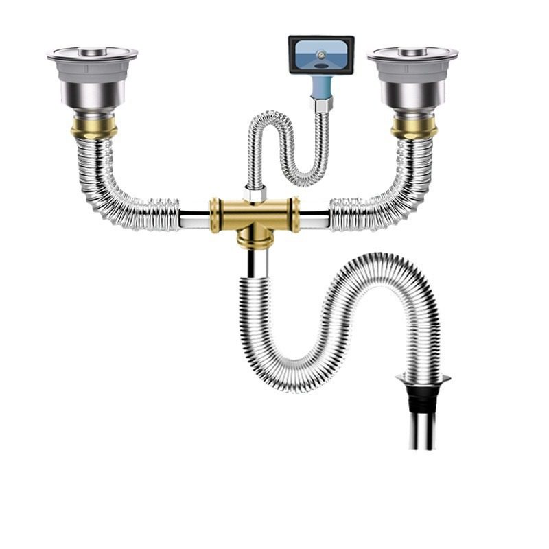 厨房洗菜盆下水管配件不锈钢双槽洗碗池水槽排水管防臭下水器套装,淘宝优惠券,粉丝福利购,淘宝优惠卷