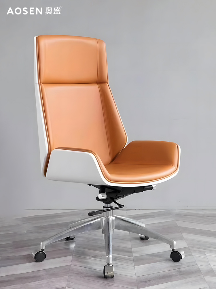 公司办公椅现代简约老板椅舒适可躺转椅牛皮椅子北欧电脑椅桌皮椅 - 图0