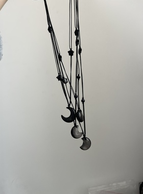 天然银曜石月亮星星项链甜酷百搭水晶温柔锁骨链闺蜜吊坠生日礼物