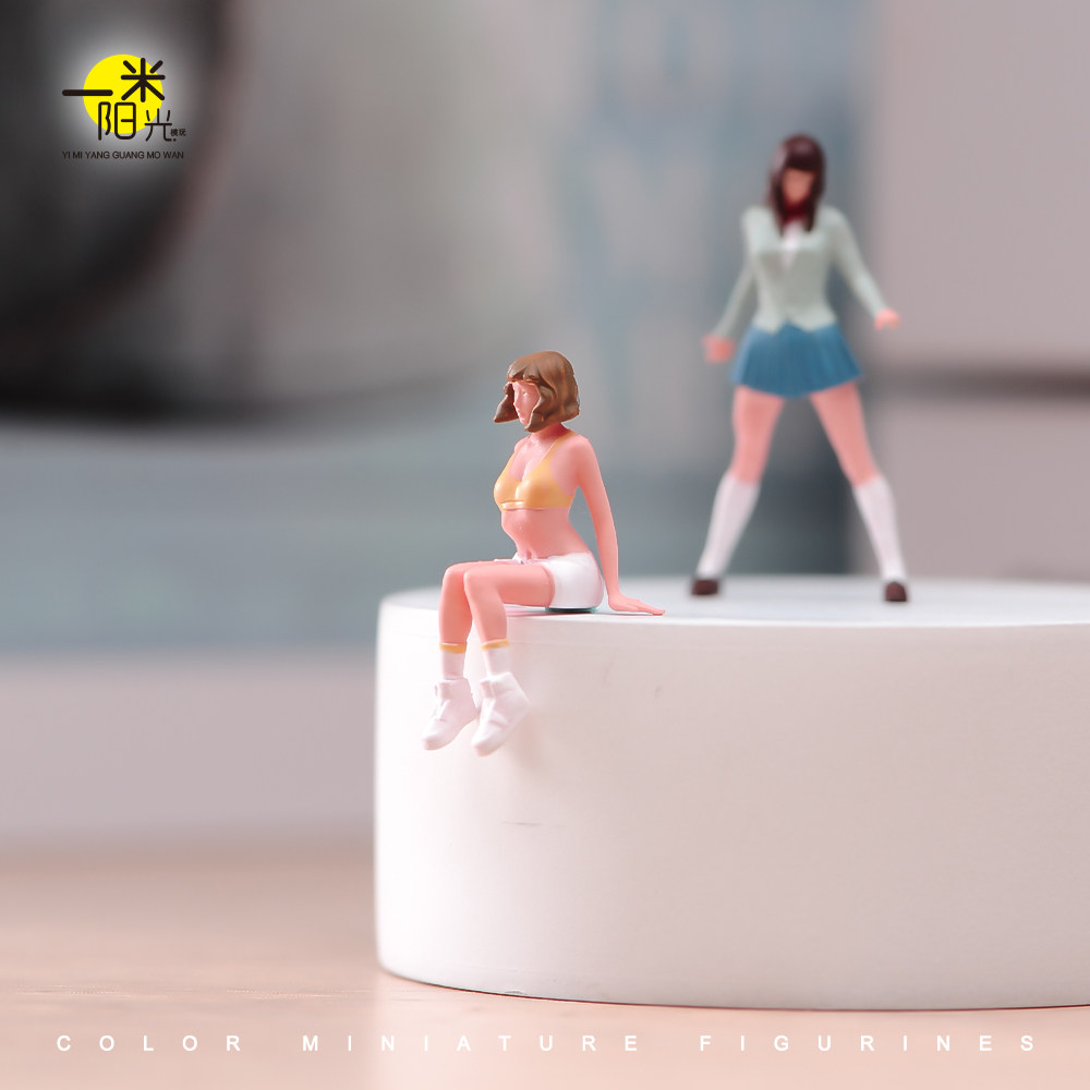现货 1/64 短发坐姿女孩 微缩场景微拍摄影车模型手工涂装小人偶,淘宝优惠券,粉丝福利购,淘宝优惠卷