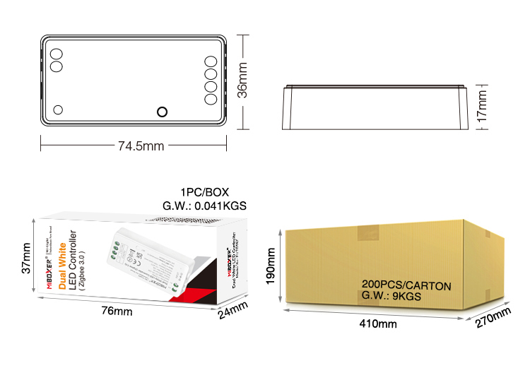 MiBoxer app智能zigbee3.0控制器12v单色24V双色温七彩RGBWC灯带 - 图1