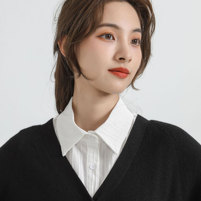 假领子女毛衣装饰简约休闲半身假衬衫领秋冬春打底提花棉衬衣尖领,淘宝优惠券,粉丝福利购,淘宝优惠卷