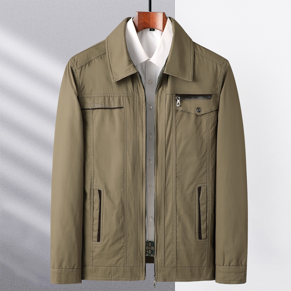 春秋宽松纯棉男夹克中年翻领全棉外套男士40-50岁老人上衣休闲男,淘宝优惠券,粉丝福利购,淘宝优惠卷