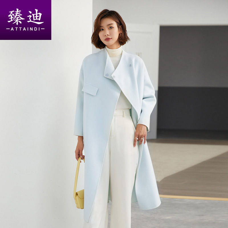 加厚纯羊毛呢双面2021秋新款呢大衣 attaindi臻迪毛呢外套