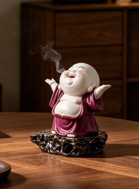 弥勒佛陶瓷禅意祥云盘香炉