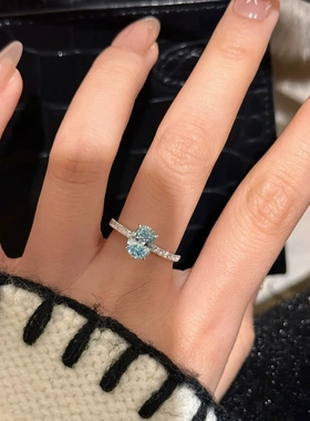 S925纯银海蓝宝超闪轻奢女戒