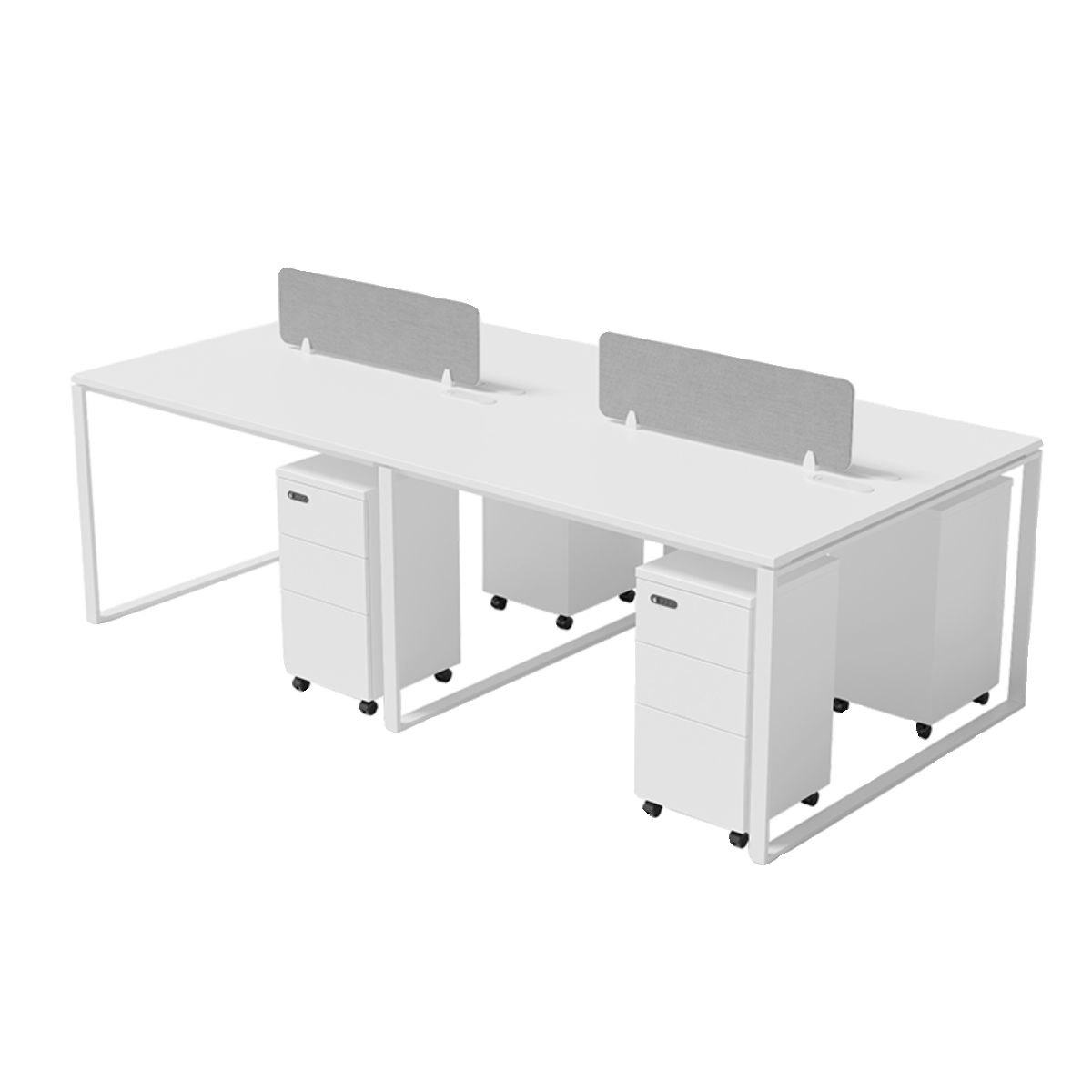 职员办公桌椅组合简约现代4/6人员工钢架白色工作位办公室屏风桌