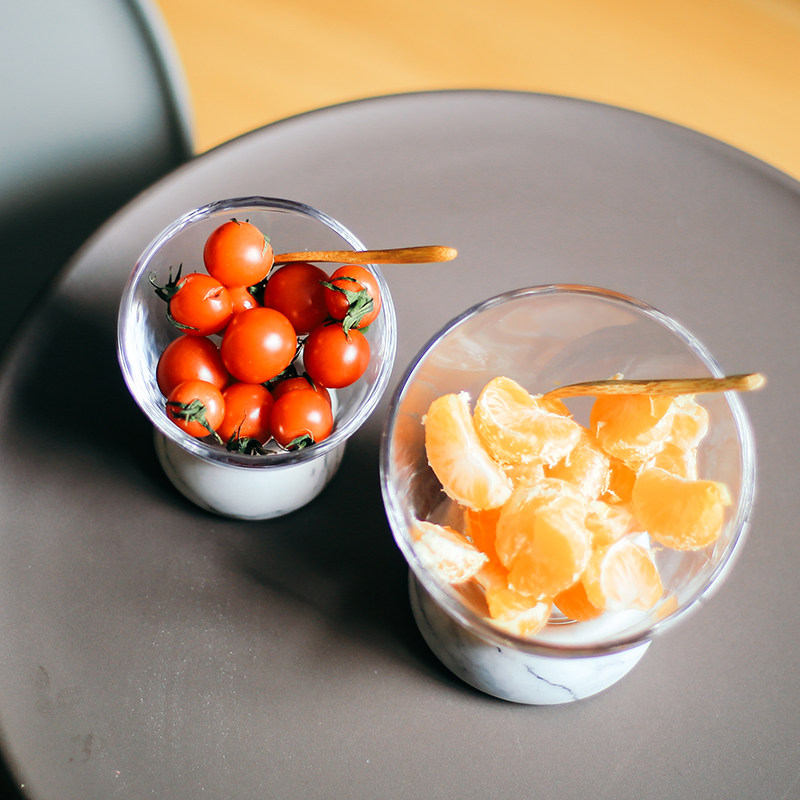非非半球玻璃斜口碗家用水果沙拉甜品碗配菜碗蘸料碗大理石底座套,淘宝优惠券,粉丝福利购,淘宝优惠卷
