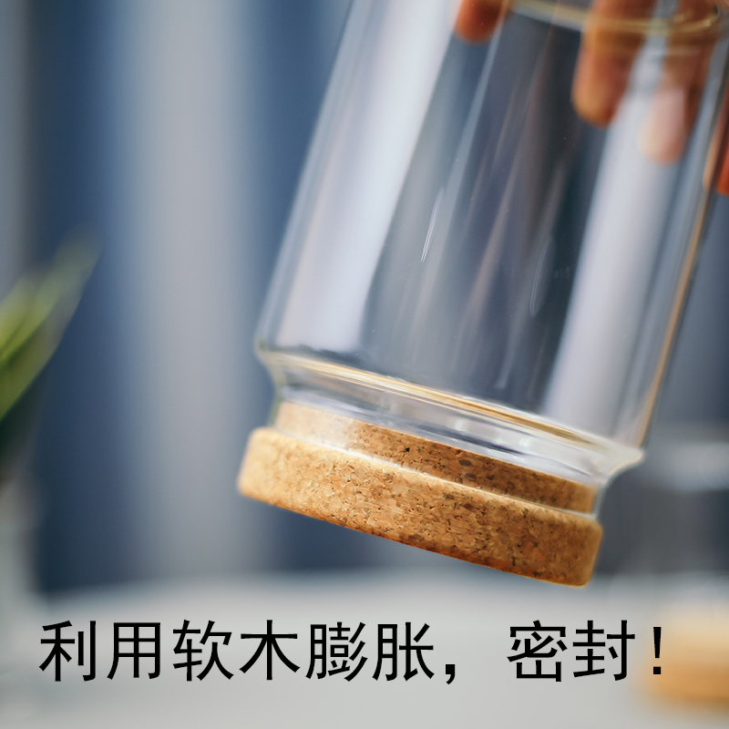 非非储物罐玻璃罐子家用茶叶罐密封罐厨房收纳罐软木盖杂粮储 - 图0