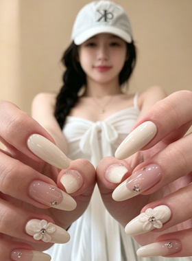 热门指甲贴片手工穿戴甲冰酪樱桃中长款让美丽指尖绽放热销人气风