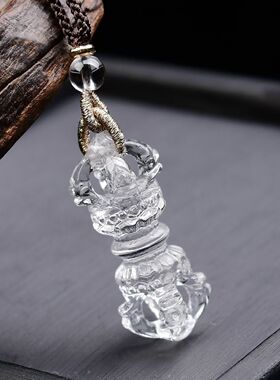 天然白水晶金刚杵吊坠男女款项链本命年平安降魔杵随身护身符挂件