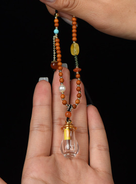 男女天然白水晶可打开放朱砂吊坠