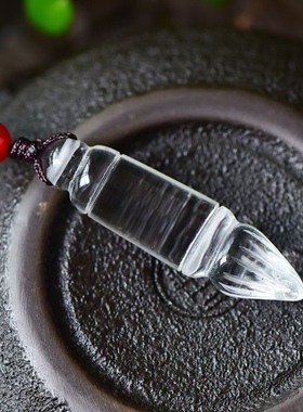 天然白水晶文昌笔吊坠益智中考考研毛笔挂件钥匙扣学生礼物男女