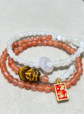 天然南红玛瑙手链女款多圈貔貅手串饰品礼物送女友闺蜜生日礼物