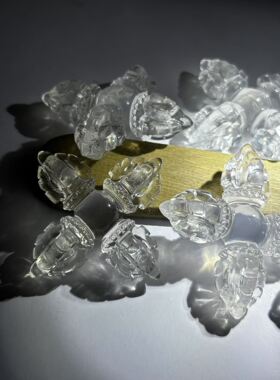 天然白水晶金刚杵撅铃钺吊坠精工十字杵挂件项链手工原石切工雕刻