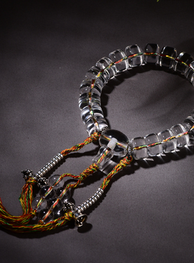 天然白水晶药片珠手持21颗手链男女款单圈盘珠车轮珠手串送礼佳品