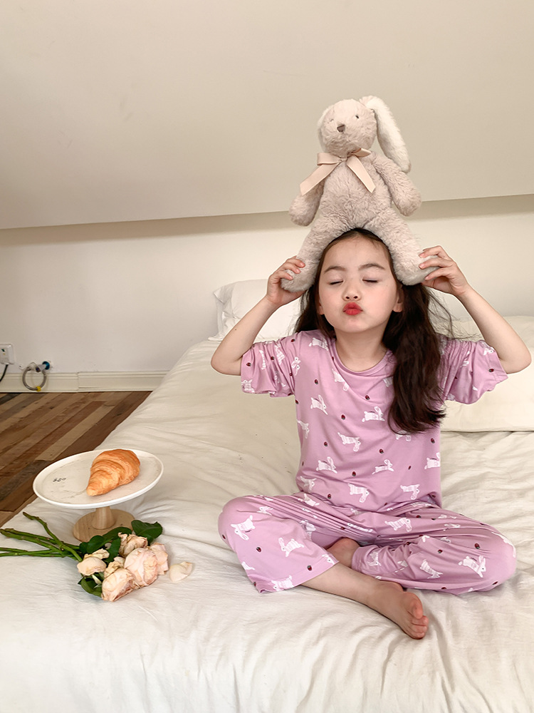 女童可爱卡通家居服套装儿童莫代尔宝宝韩版纯棉空调服夏季款睡衣